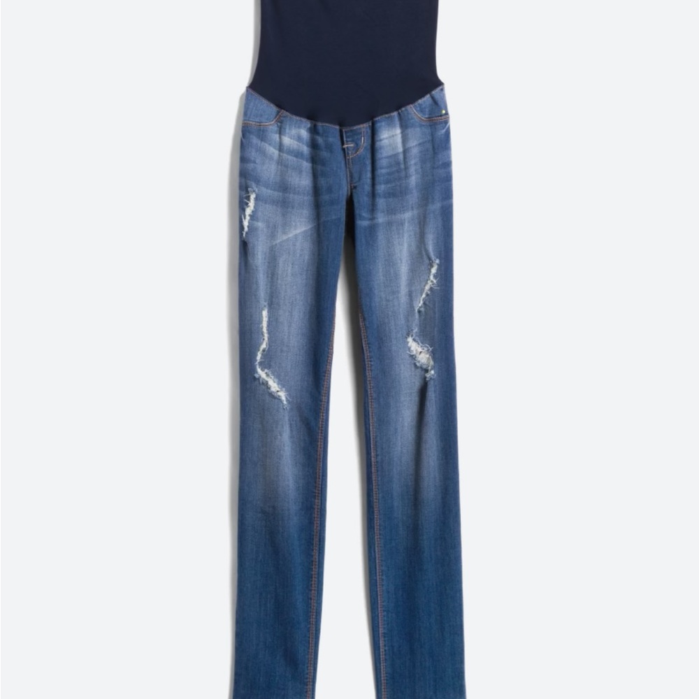 Maternity jeans 1822 Denim distressed skinny leg size large